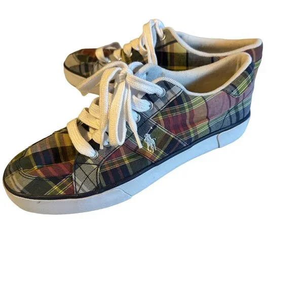 Polo Ralph Lauren multicolor plaid sneaker size 8.5 D - Picture 1 of 8